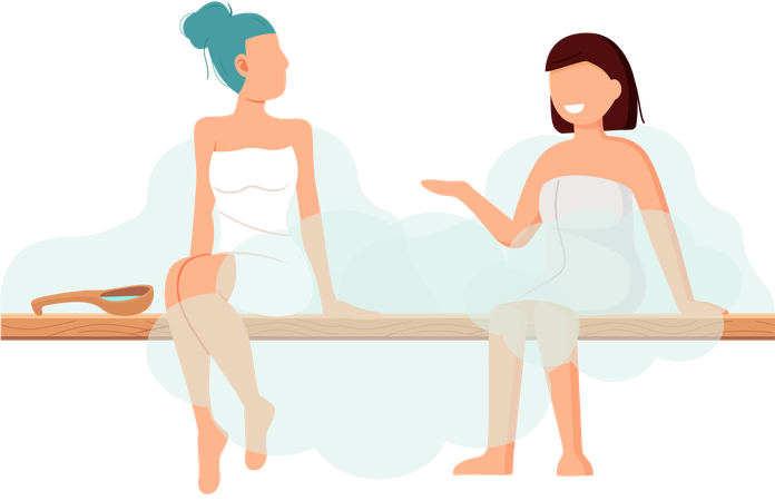 Girls in sauna  Illustration