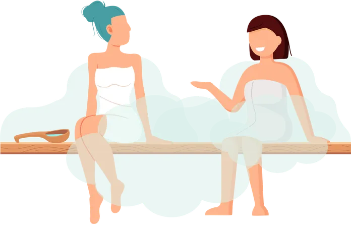 Girls in sauna  Illustration