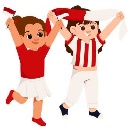 Girls Indonesian Sport Supporters  Illustration