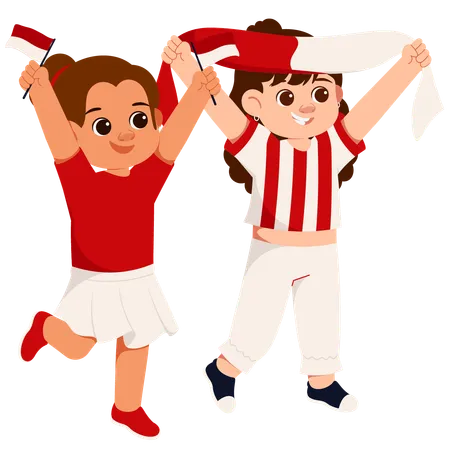 Girls Indonesian Sport Supporters  Illustration