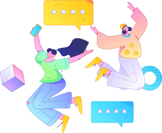 Girls jumping and celebrating woman's day  Illustration