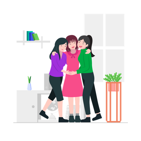 Girls meeting together  Illustration