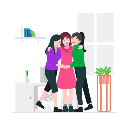 Girls meeting together  Illustration