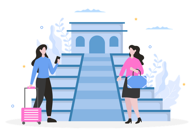 Girls on vacation  Illustration