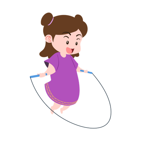 Girls playing jump rope  Illustration