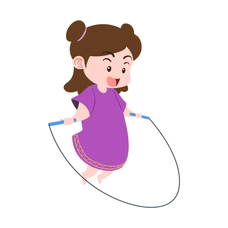 Girls playing jump rope  Illustration