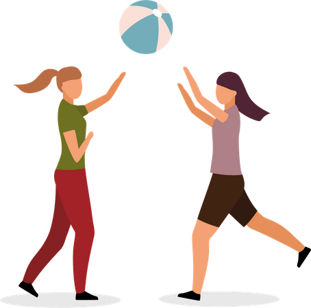 Girls playing volleyball Illustration