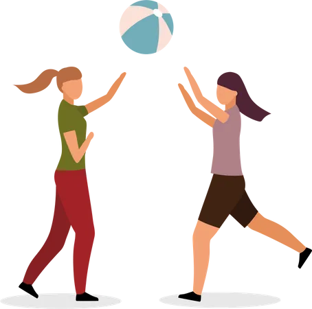 Girls playing volleyball Illustration