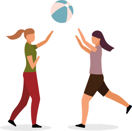 Girls playing volleyball  Illustration