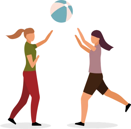 Girls playing volleyball  Illustration