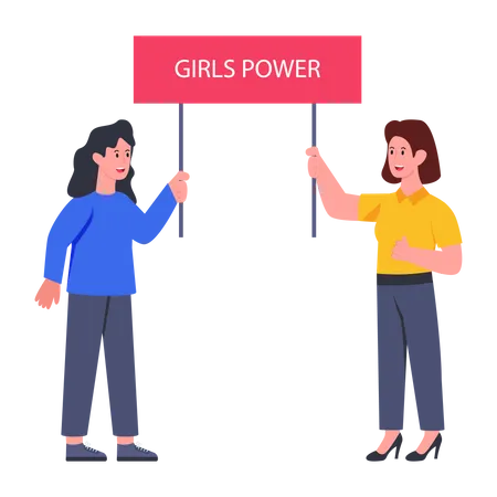 Perfect Design Illustration Of Girls Power Illustration
