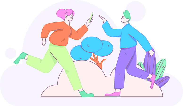 Girls running for exercise  Illustration