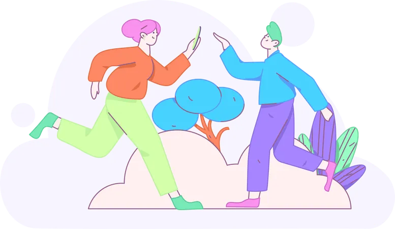 Girls running for exercise  Illustration