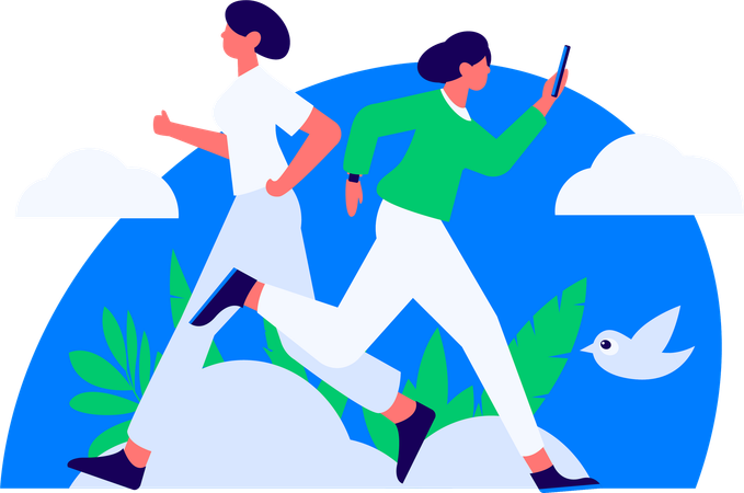 公園を走る女の子  イラスト