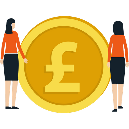 Girls saving pounds  Illustration