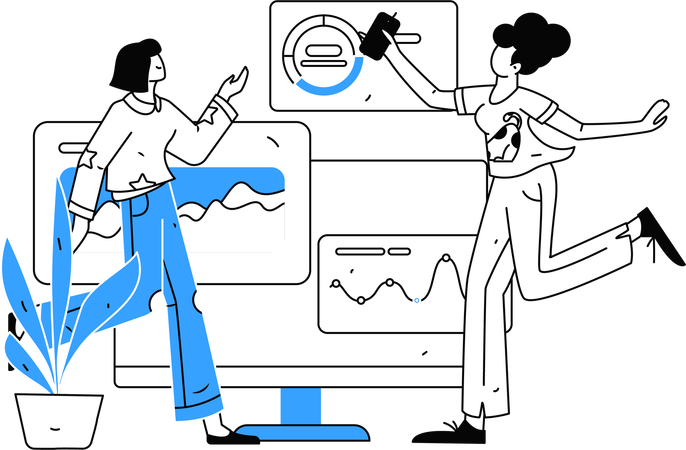 Girls showing business analysis  Illustration