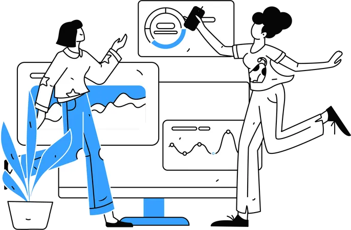 Girls showing business analysis  Illustration