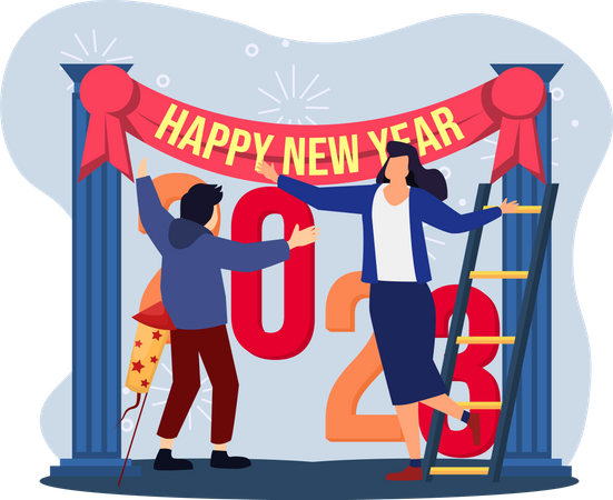 Girls So Excited For New Year Party  Illustration