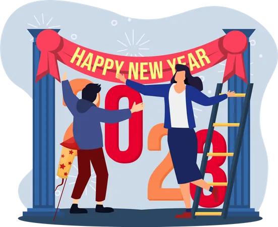 Girls So Excited For New Year Party  Illustration