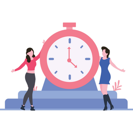 Girls stand for time management  Illustration