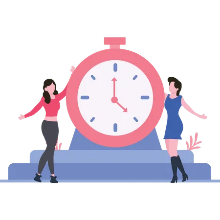 Girls stand for time management  Illustration