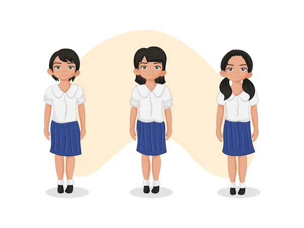 Girls student in uniform  Illustration