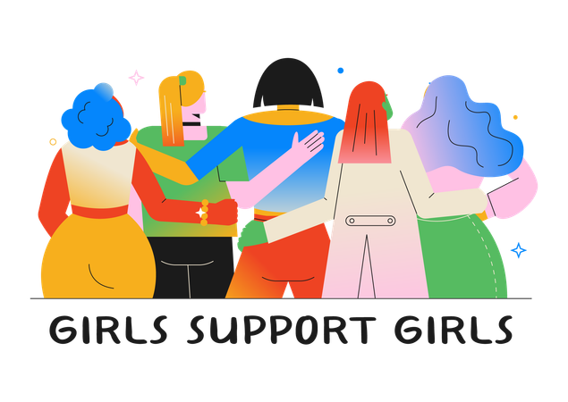 Girls Support Girls Unity  Illustration