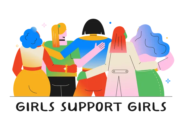 Girls Support Girls Unity  Illustration