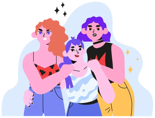 Girls supporting each other  Illustration