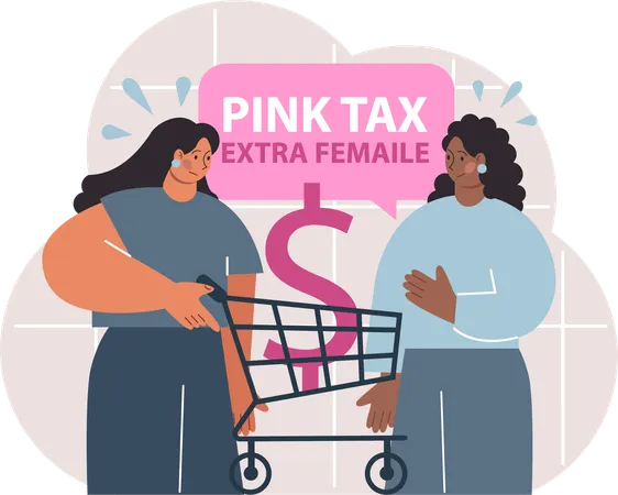 Girls talking about extra female tax  Illustration