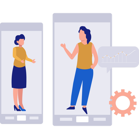 Girls talking about online business  Illustration