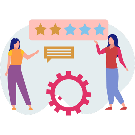 Girls talking about star ratings  Illustration