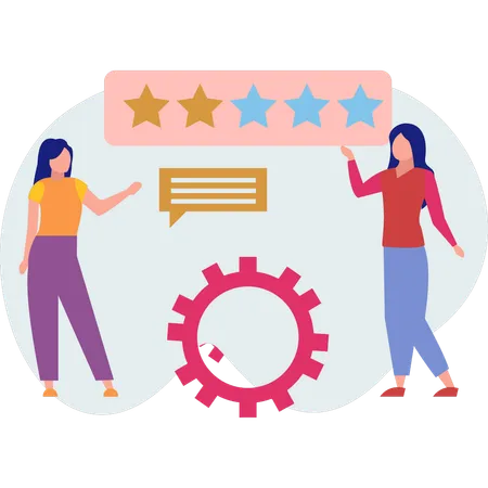 Girls talking about star ratings  Illustration