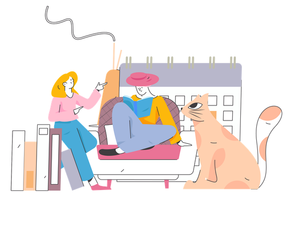 Girls talking about work schedule  Illustration