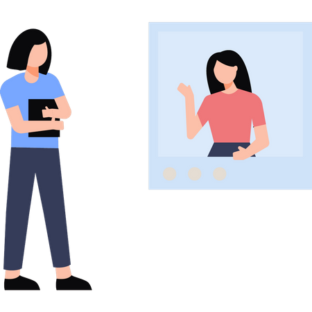 Girls talking on video call  Illustration