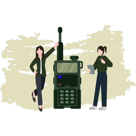 The Girls Are Talking On The Walkie Talkies イラスト