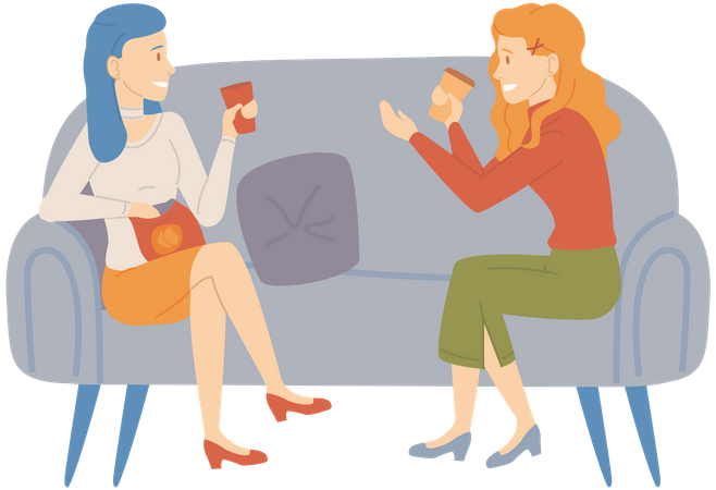 Girls talking to each other Illustration