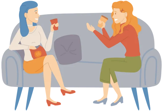 Girls talking to each other  Illustration