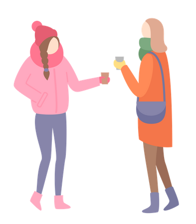 Girls talking with each other  Illustration