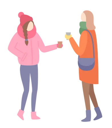 Girls talking with each other  Illustration