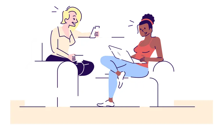 Girls using gadgets  Illustration