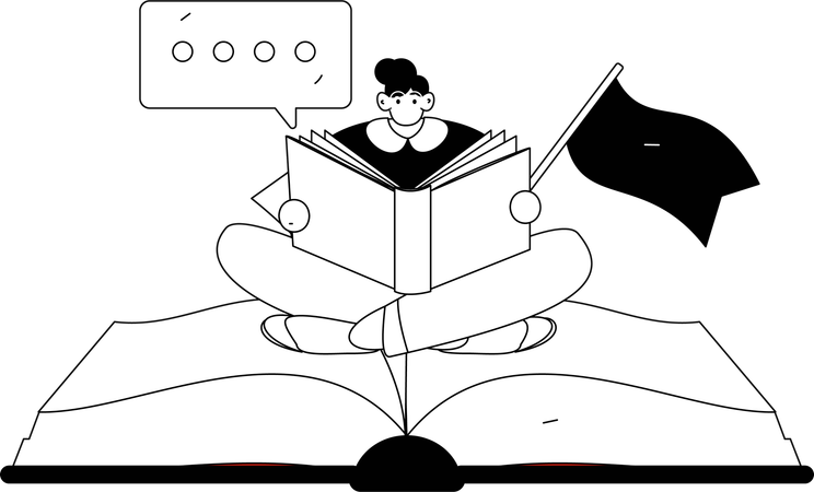Girls using Learning Technology  Illustration
