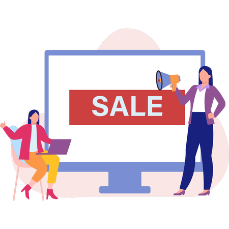 Girls working sale offer  Illustration