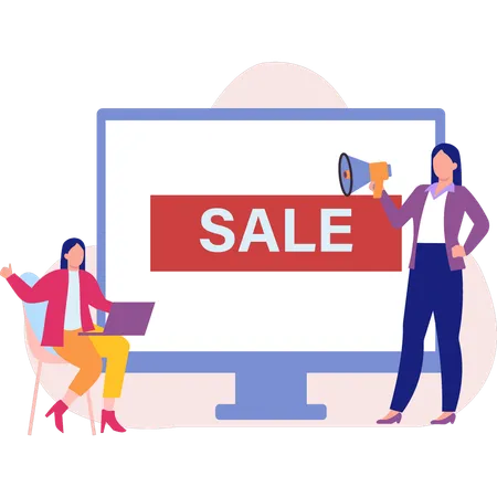 Girls working sale offer  Illustration