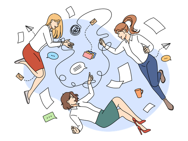 Girls working together  Illustration
