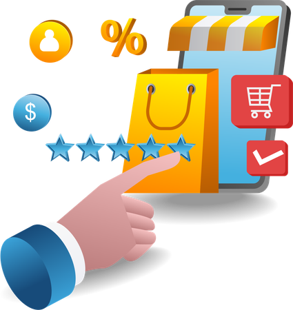 Give a 5 star review after shopping  Illustration