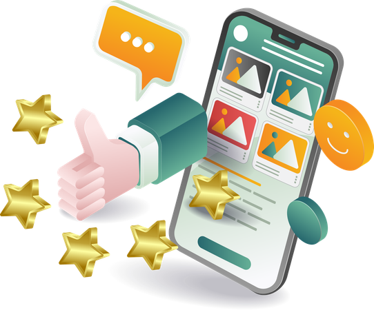 Give best reviews for sellers with smartphones  Illustration