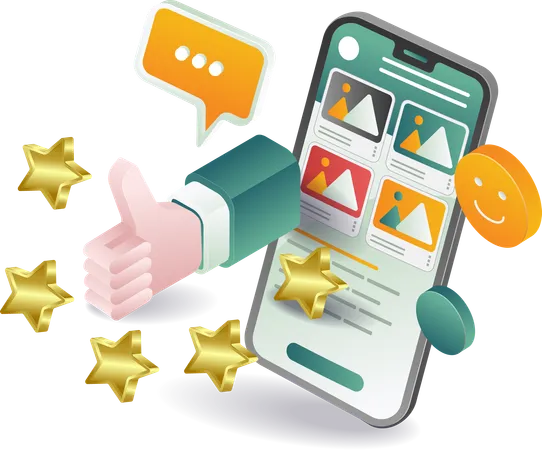 Give best reviews for sellers with smartphones  Illustration