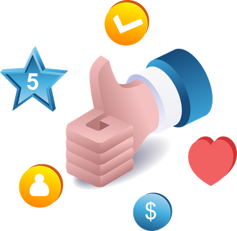 Give thumbs up for best review  Illustration