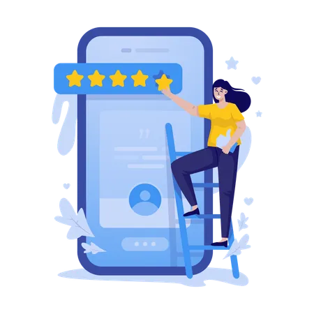 Giving a 5-star rating  Illustration